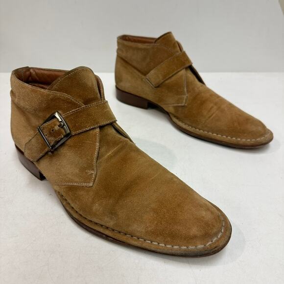 VERY GOOD Mezlan Suede Chukka Boot Tan Monk Strap Buckle Made in Spain 8.5 - Picture 4 of 12